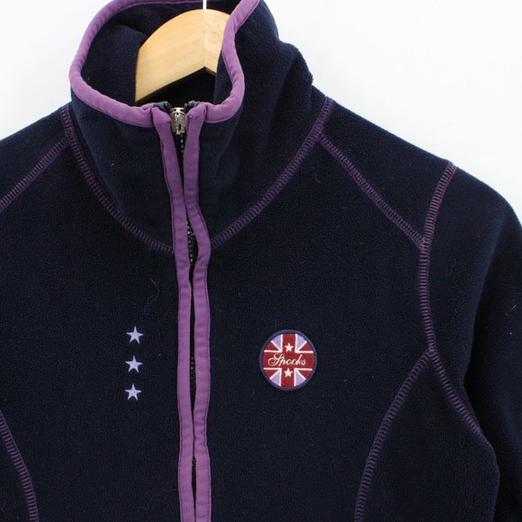 Spooks Riding Fleece Jacket Womens Navy Blue Full Zip Embroidered Size Small - Picture 2 of 11
